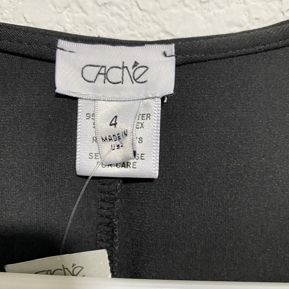 Cache Solid Black Ruffle Sleeveless Shift Dress W… - image 3